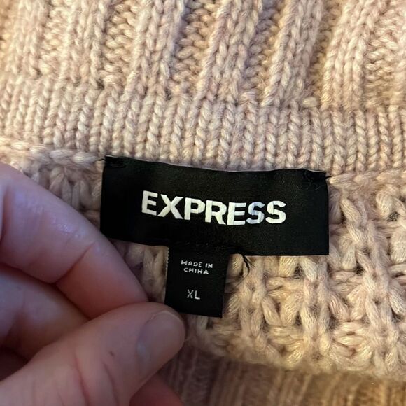 Express XL‎ pink waffle turtle neck sweater with neckline - 2735 - Picture 4 of 6
